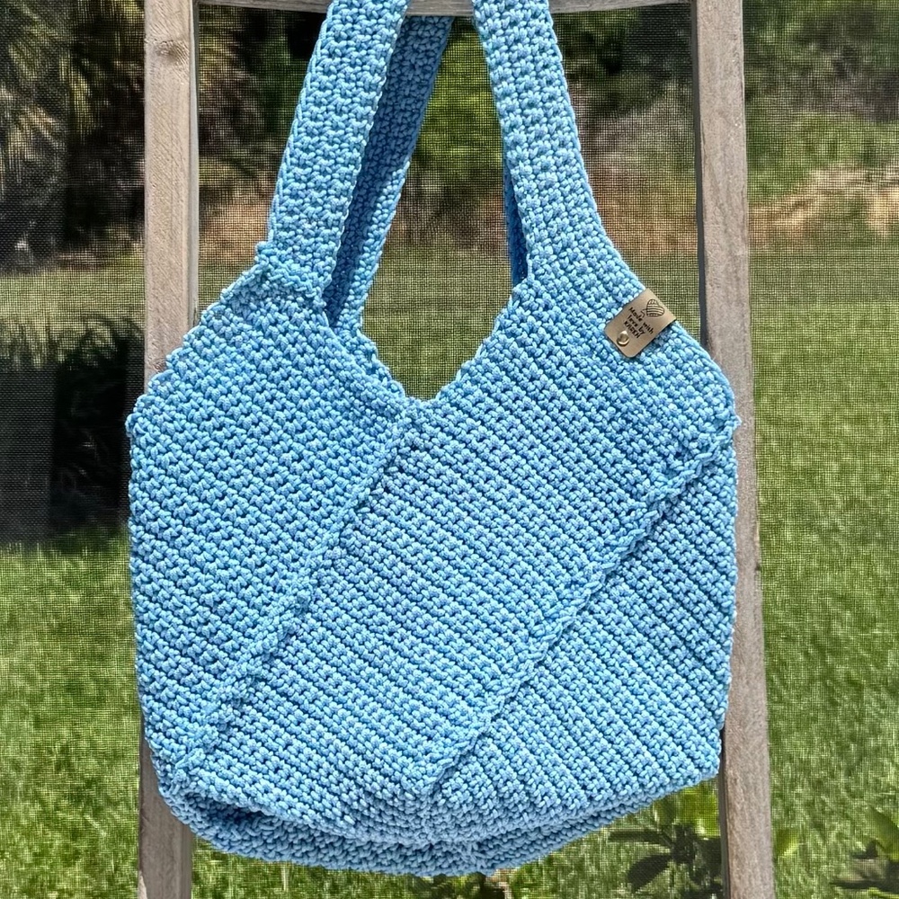 Handmade Crochet bag, tote, purse in blue